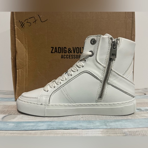 Zadig & Voltaire High Flash White Leather Platform Sneakers - Picture 5 of 8